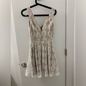Lulu's Cream and Tan Lace Dress